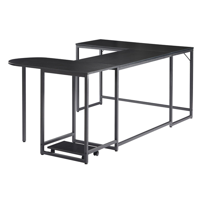 U-shaped Computer Desk, Industrial Corner Writing Desk with CPU Stand, Gaming Table Workstation Desk for Home Office (Black)