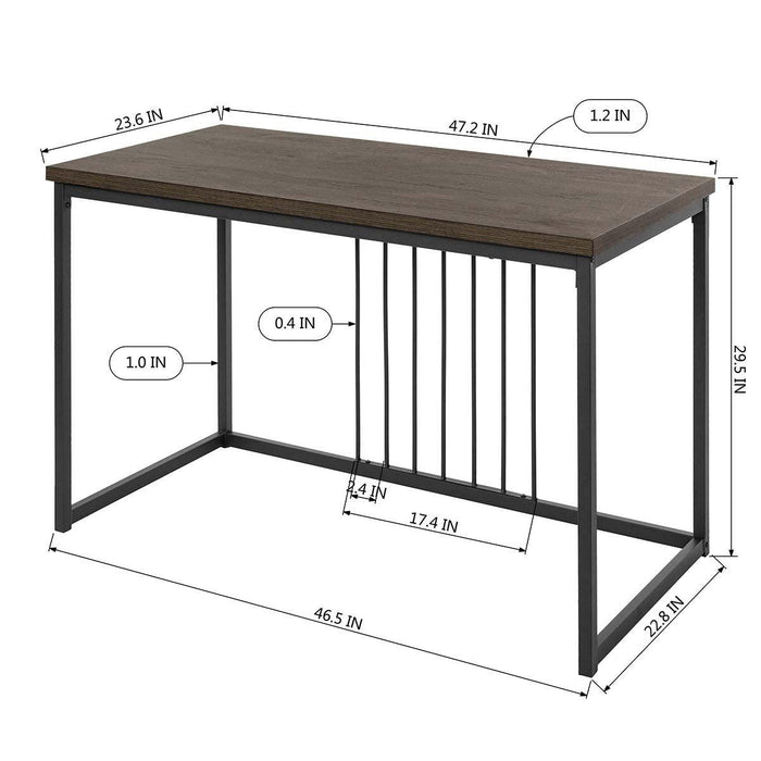 47.2" L Square Computer Desk - WALNUT & BLACK