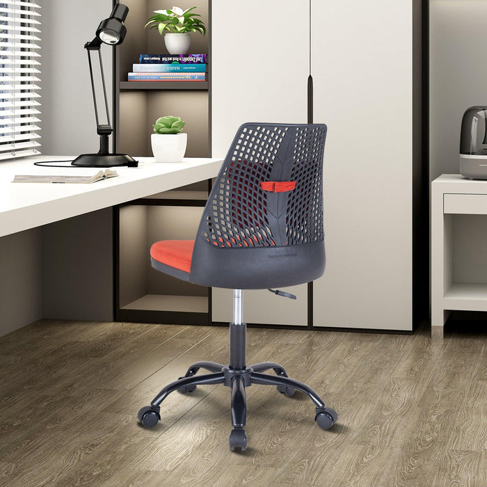 Office Task Desk Chair Swivel Home Comfort Chairs,Adjustable Height with ample lumbar support,Black+Red