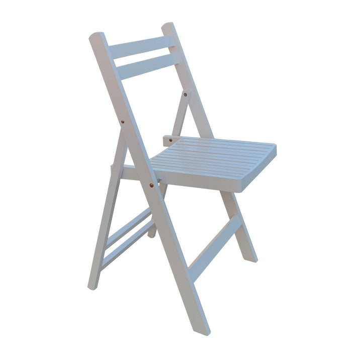 Furniture Slatted Wood Folding Special Event Chair - White, Set of 4 ，FOLDING CHAIR, FOLDABLE STYLE