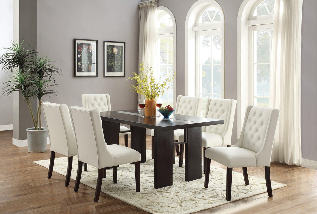 Modern Faux Leather White Tufted Set of 2 Chairs Dining Seat Chair