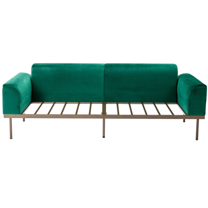 Modern Velvet Sofa with Metal Legs,Loveseat Sofa Couch with Two Pillows for Living Room and Bedroom, Green