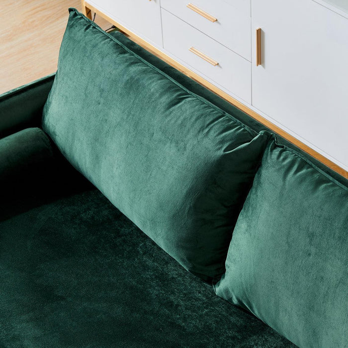 Velvet Fabric sofa with pocket-71‘’green