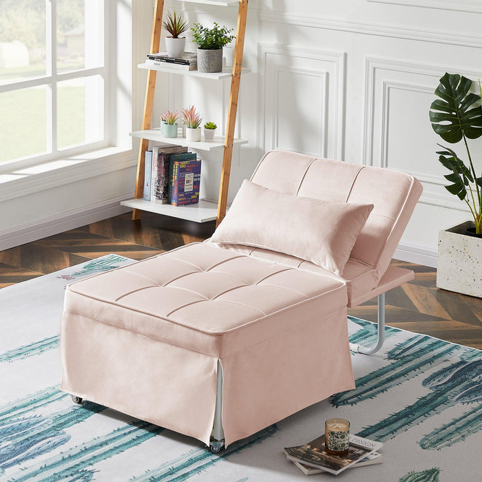 Velvet Folding Sofa Bed Sleeper Chair with Adjustable Backrest .