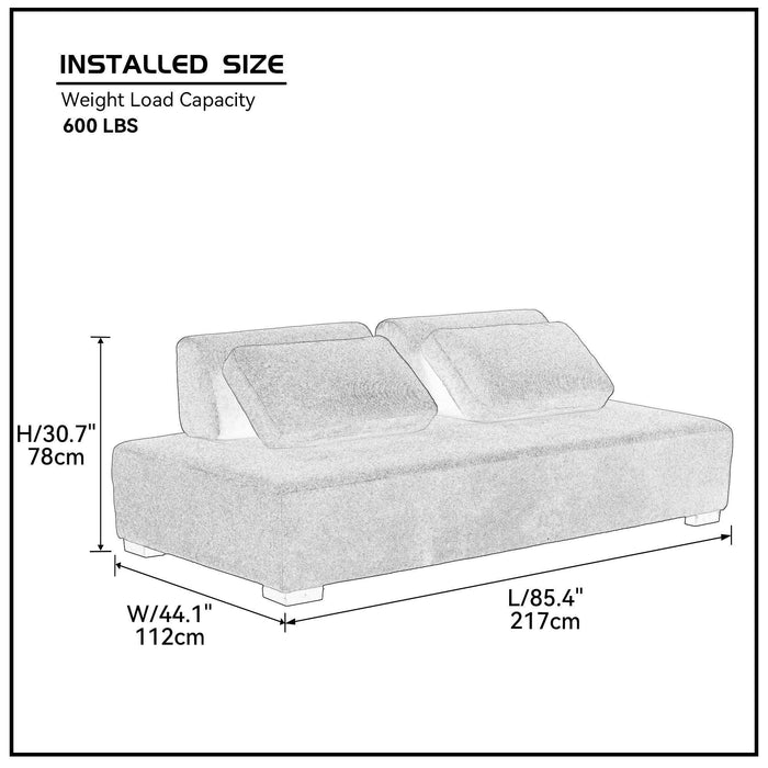 85.4'' Minimalist Sofa 3-Seater Couch for Apartment, Business Lounge, Waiting Area, Hotel Lobby Grey