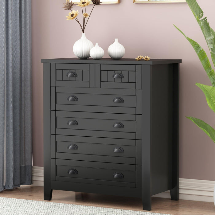 DRAWER DRESSER CABINET，BAR CABINET, storge cabinet, lockers, retro shell-shaped handle, can be placed in the living room, bedroom, dining room, black