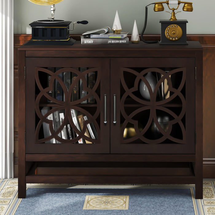 WoodStorage Cabinet with Doors and Adjustable Shelf, Entryway Kitchen Dining Room, Brown