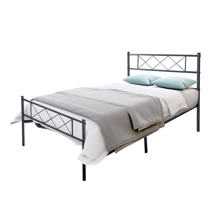 LT twin size single metal bed frame in black color for adult and children used in bedroom or dormitory with largeStorage space under the bed