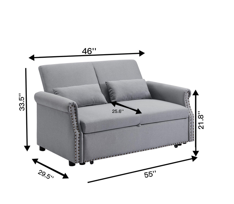 ArtemaxModern 55" Pull Out Sleep Sofa Bed 2 Seater Loveseats Sofa Couch with Adjustable Backrest and Lumbar Pillows for Apartment Office Living Room