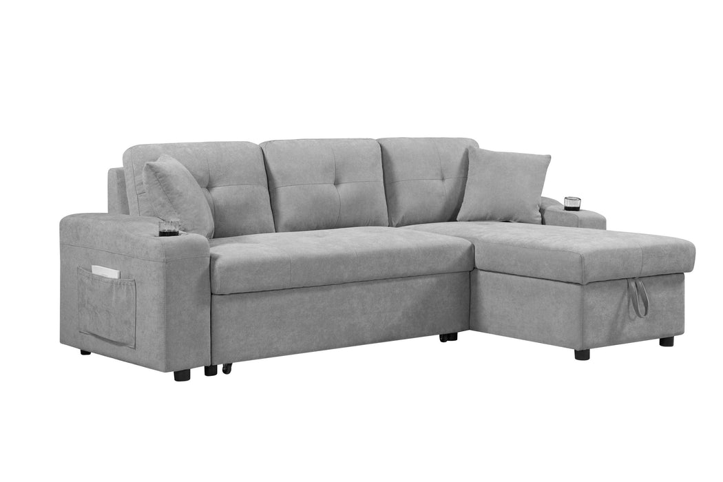 convertible corner sofa with armrestStorage, living room and apartment sectional sofa, right chaise longue and grey