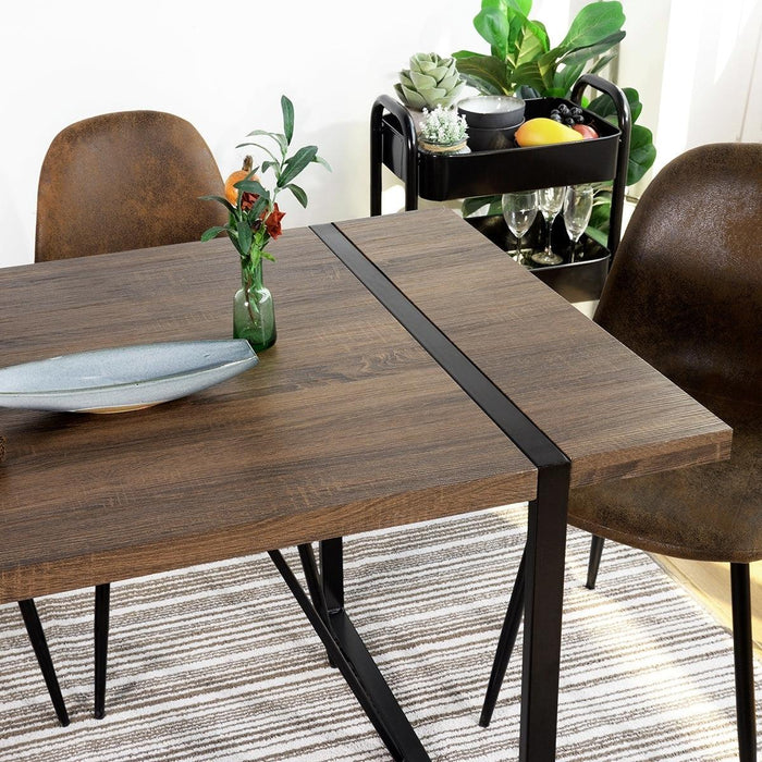 55.1"W x 31.5"D x 29.9"H Industrial Rectangular Dining Table, Walnut & Black