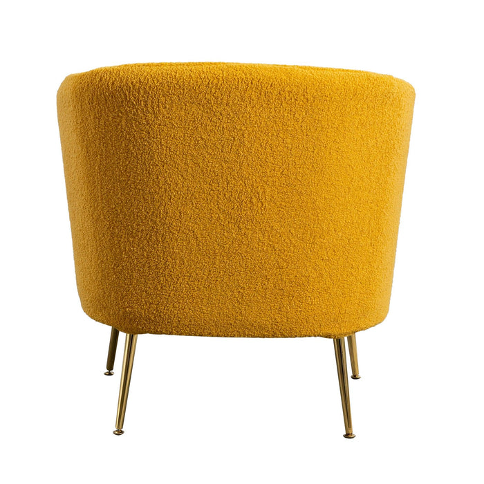 30.32"W Accent Chair Upholstered Curved Backrest Reading Chair Single Sofa Leisure Club Chair with Golden Adjustable Legs For Living Room Bedroom Dorm Room (Mustard Boucle)