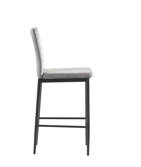 light gray bar stool, velvet stool,Modern bar chair, bar stool with metal legs, kitchen stool, dining chair, 2-piece set