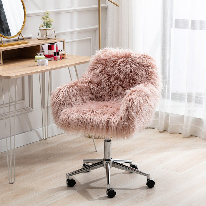 Modern Faux fur home  office chair, fluffy chair for girls, makeup vanity Chair