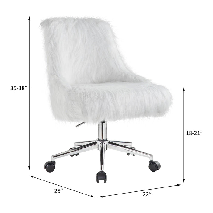 ACME Arundell II Office Chair in White Faux Fur & Chrome Finish OF00122