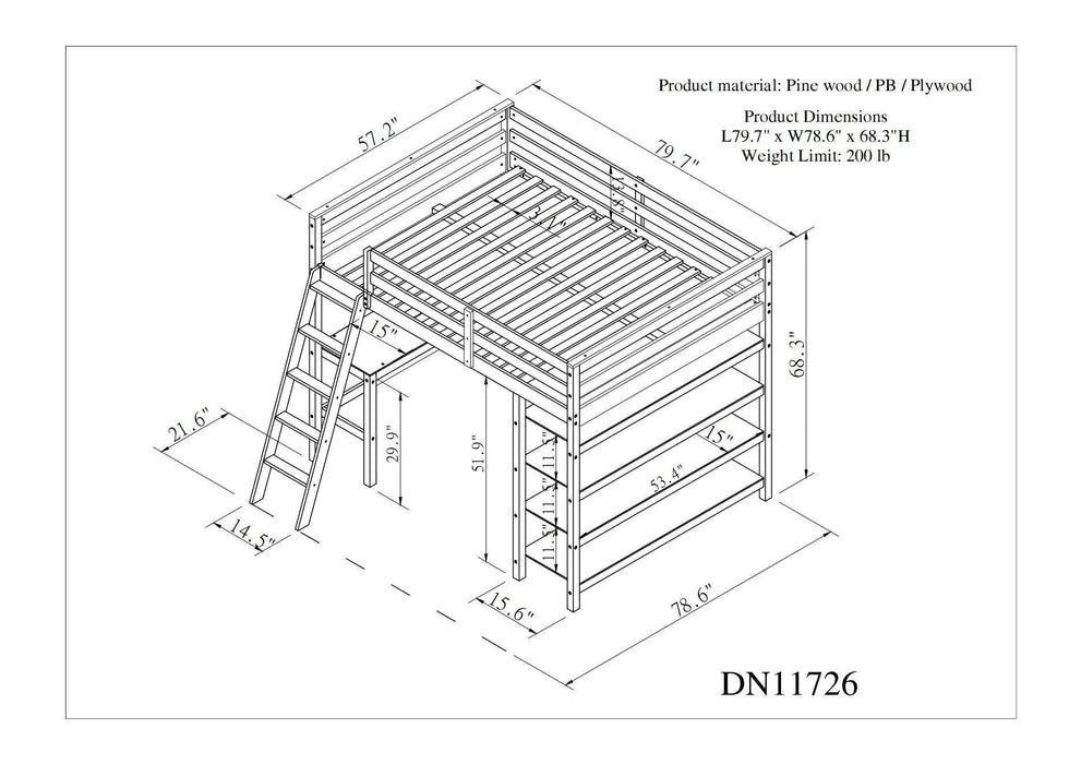 Loft Bed Full with desk,ladder,shelves , Espresso