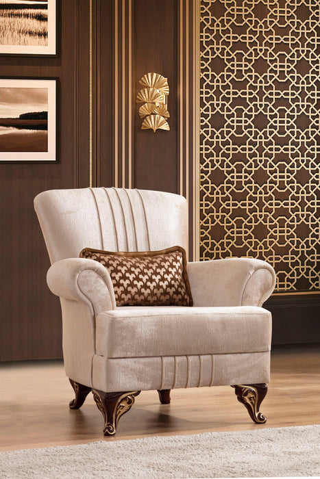 Carmen 3 Pc Made With Chenille Upholstery in Beige Color