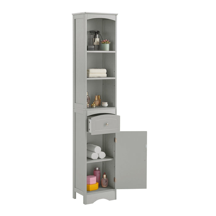 Tall Bathroom Cabinet, FreestandingStorage Cabinet with Drawer, MDF Board, Adjustable Shelf, Grey