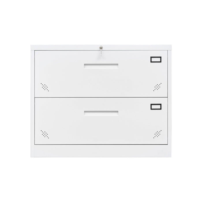 2 Drawer Lateral Filing Cabinet for Legal/Letter A4 Size, Large Deep Drawers Locked by Keys, Locking Wide File Cabinet for Home Office, Metal Steel