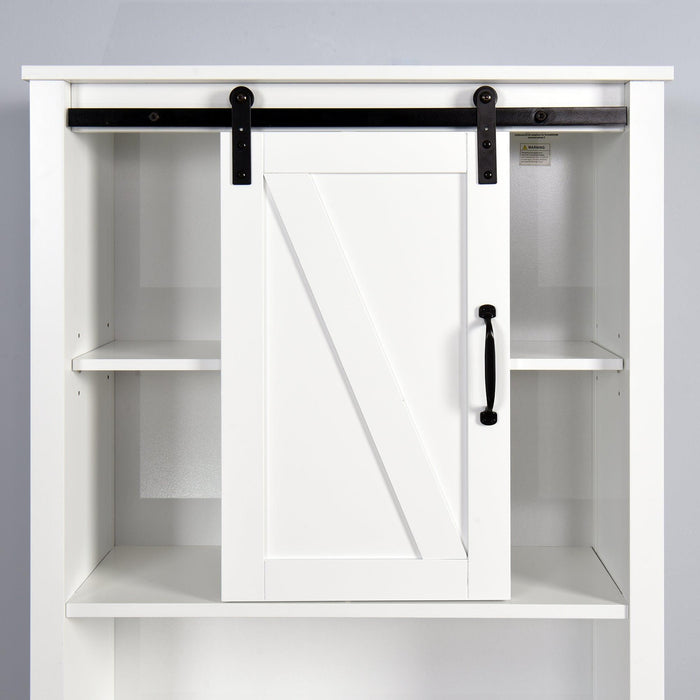 Over-the-ToiletStorage Cabinet, Space-Saving Bathroom Cabinet, with Adjustable Shelves and A Barn Door 27.16 x 9.06 x 67 inch