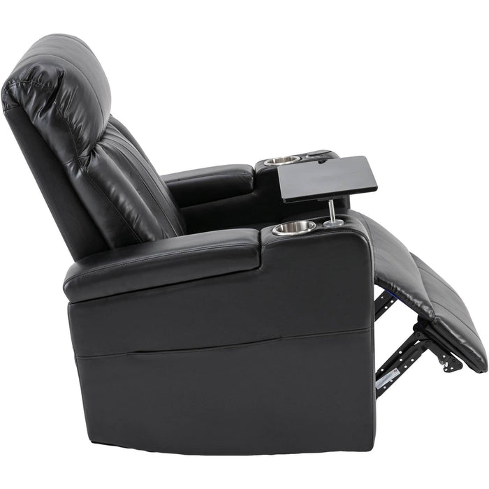 Premium Power Recliner withStorage Arms, Cupholders, Swivel Tray Table and Cell Phone Stand,Black