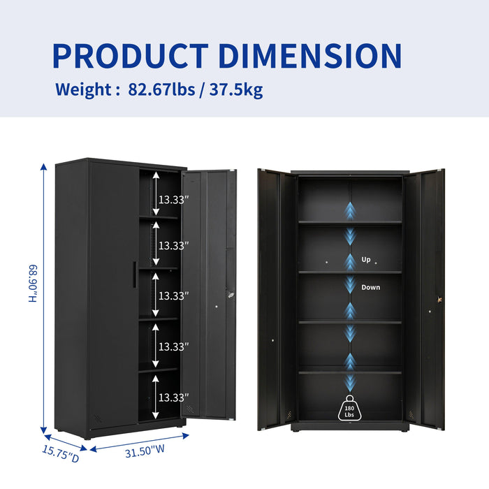 HighStorage Cabinet with 2 Doors and 4 Partitions to Separate 5Storage Spaces, Home/ Office Design