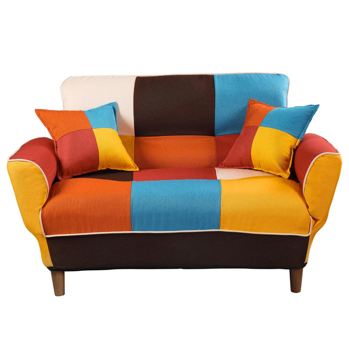 Small Space Colorful Sleeper Sofa, Solid Wood Legs