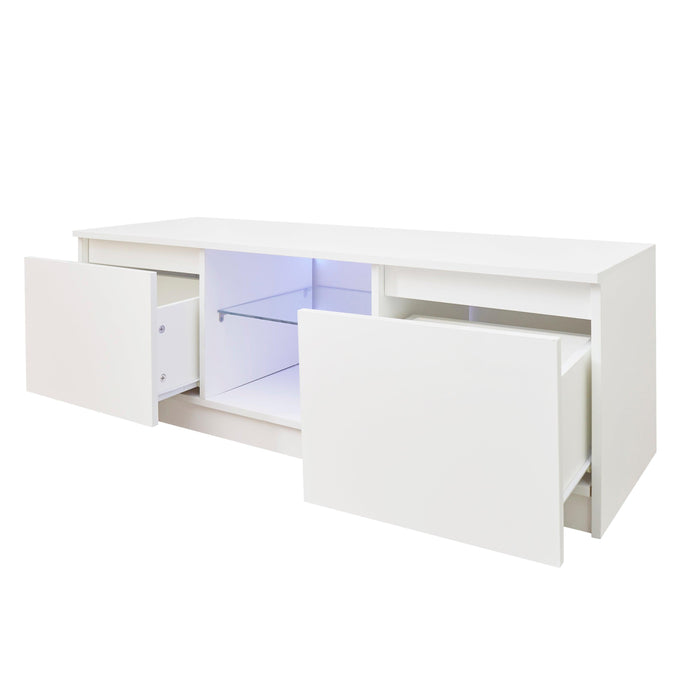 TV Cabinet Wholesale, White TV Stand with Lights,Modern LED TV Cabinet withStorage Drawers, Living Room Entertainment Center Media Console Table