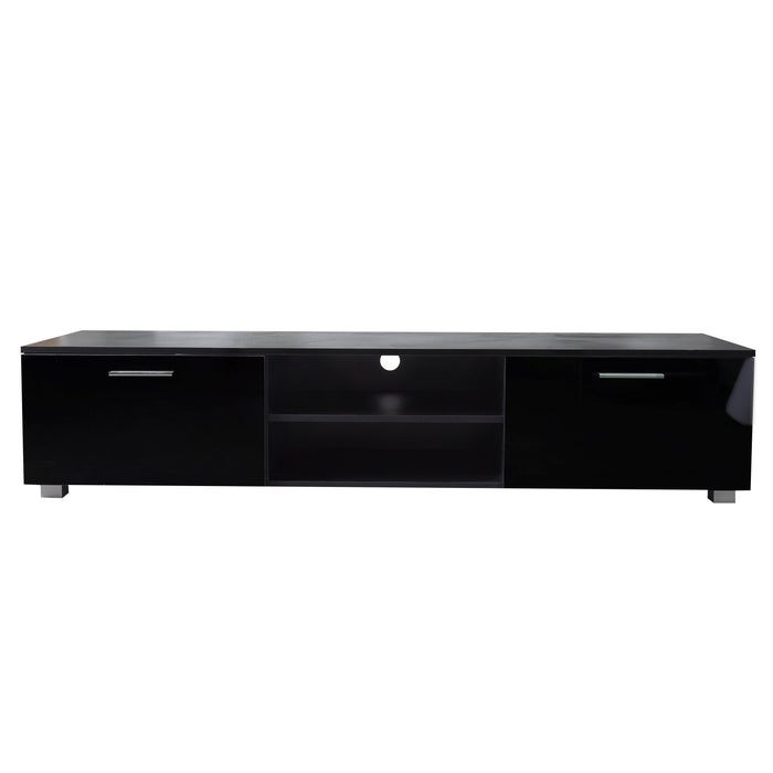 Black TV Stand for 70 Inch TV Stands, Media Console Entertainment Center Television Table, 2Storage Cabinet with Open Shelves for Living Room Bedroom