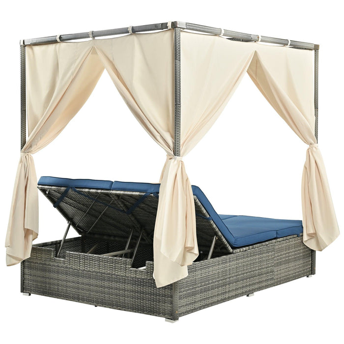 Adjustable Sun Bed With Curtain,High Comfort，With 3 Colors