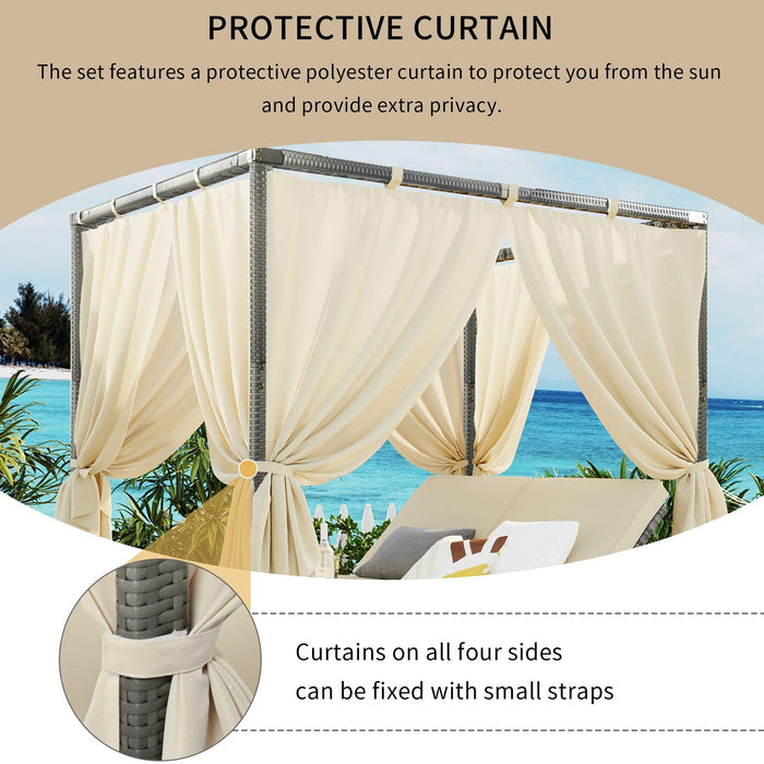 Adjustable Sun Bed With Curtain,High Comfort，With 3 Colors