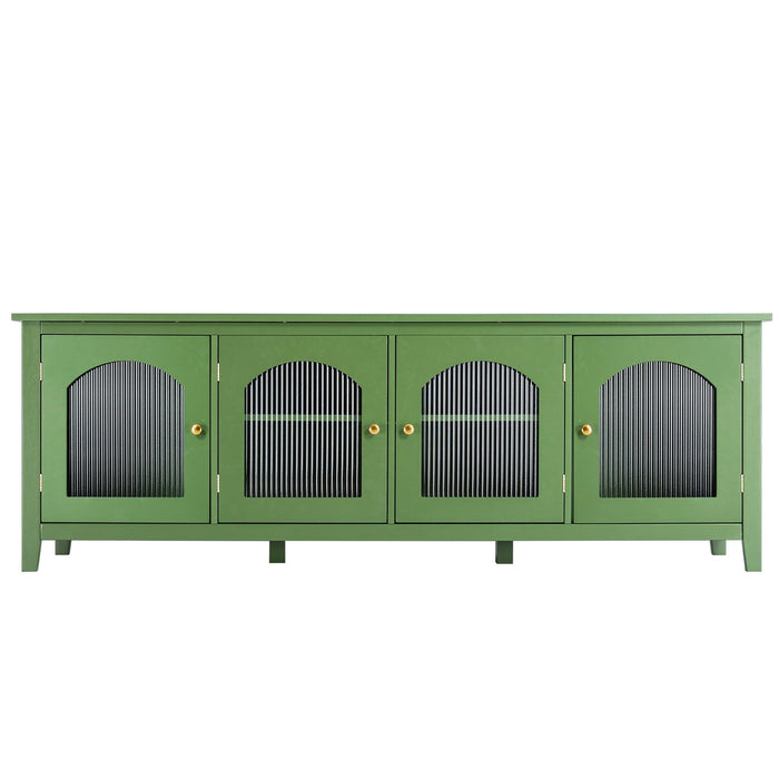 71-inch stylish TV cabinet, TV frame, TV stand，solid wood frame, Changhong glass door, antique green, can be placed in the children's room,bedroom， living room, wherever you need