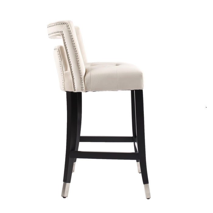 Suede Velvet Barstool with nailheads Dining Room Chair 2 pcs Set - 26 inch Seater height