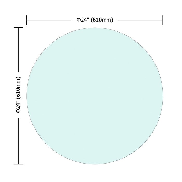 24" Inch Round Tempered Glass Table Top Clear Glass 1/4" Inch Thick Flat Polished Edge