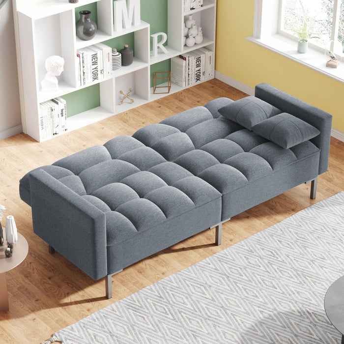 Linen UpholsteredModern Convertible Folding Futon Sofa Bed for Compact Living Space, Apartment, Dorm