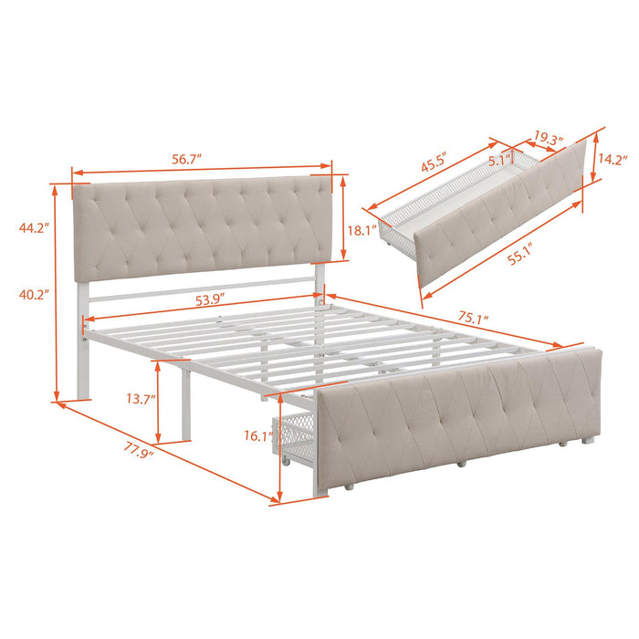 Full SizeStorage Bed Metal Platform Bed with a Big Drawer - Beige