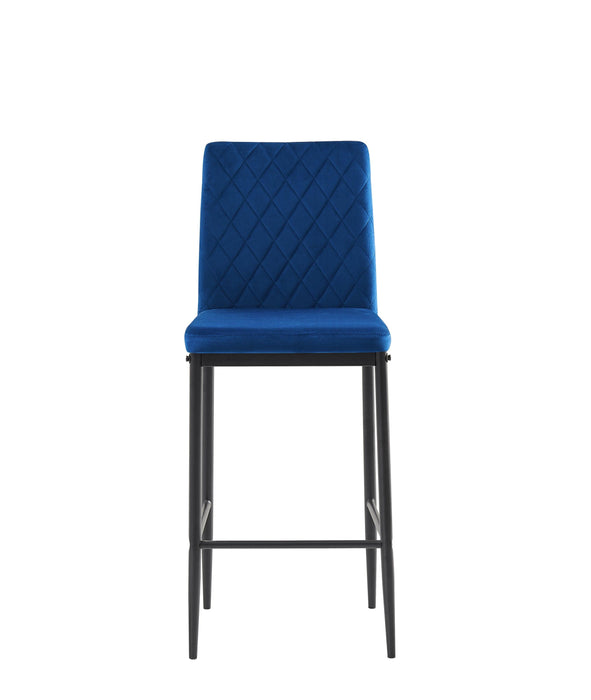 Blue bar stool, velvet stool,Modern bar chair, bar stool with metal legs, kitchen stool, dining chair, 2-piece set