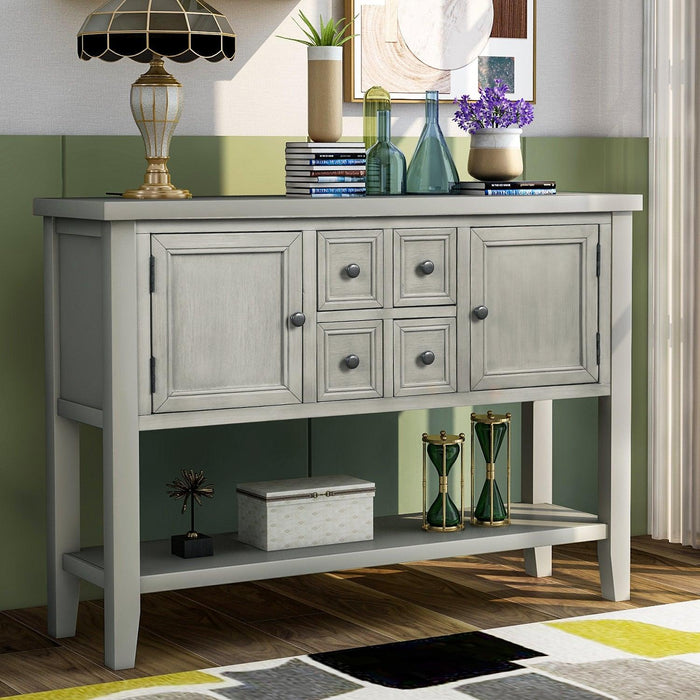 Cambridge Series Buffet Sideboard Console Table with Bottom Shelf (Antique Gray)