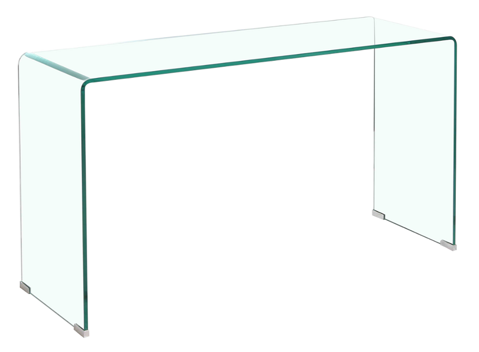 Glass Console Table, Transparent Tempered  Glass Console Table with Rounded Edges Desks, Sofa Table