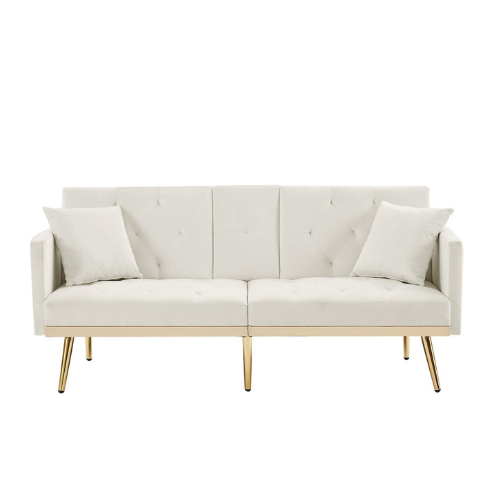 Cream White VELVET SOFA BED