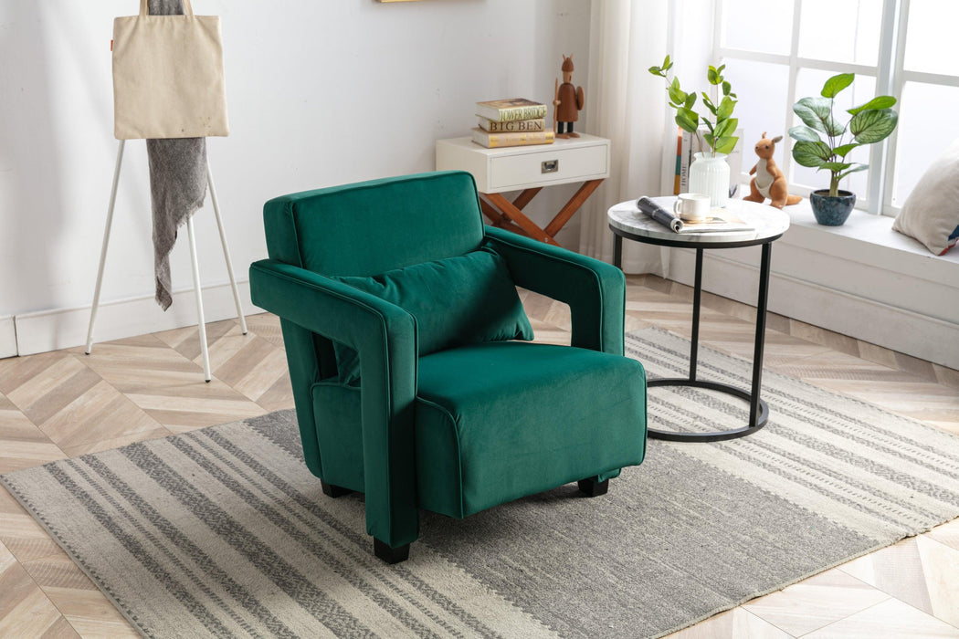 Modern  Velvet Open Back Upholstered Armchair with Pillow