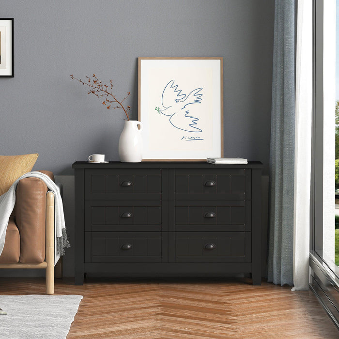 DRAWER DRESSER CABINET，BAR CABINET, storge cabinet, lockers, retro shell-shaped handle, can be placed in the living room, bedroom, dining room,black