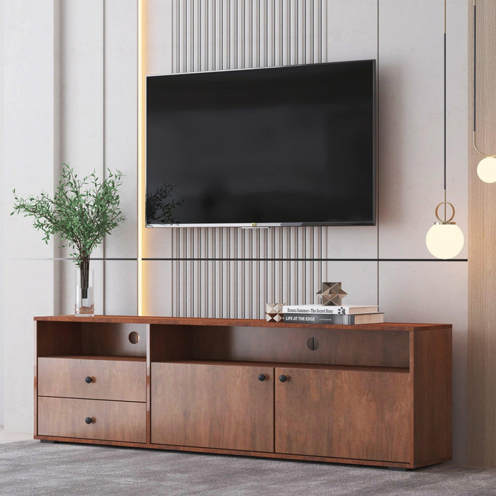 62.99 "Modern style multi-storage dark brown slide rail TV cabinet