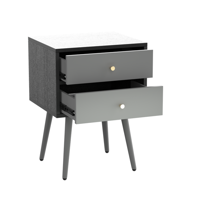 UpdateModern Nightstand with 2Drawers, Suitable for Bedroom/Living Room/Side Table (Dark Grey)