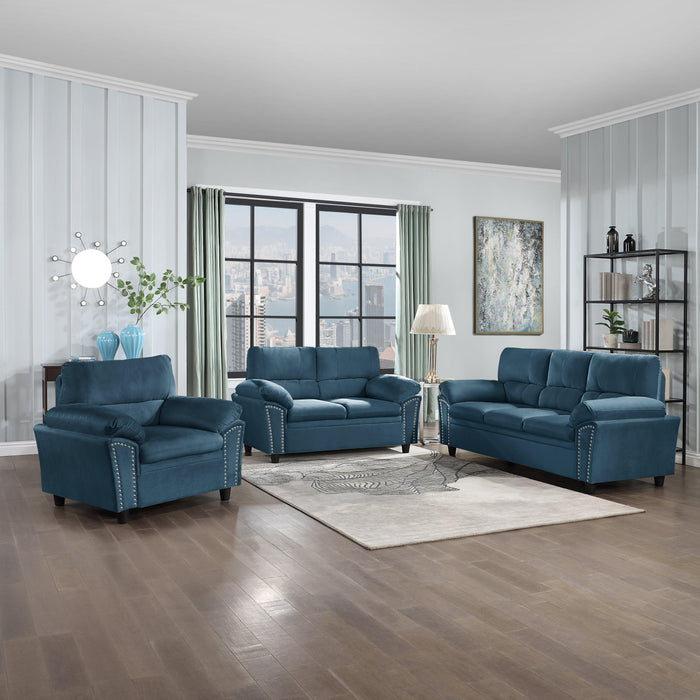 3-Seat Sofa Velvet for Living Room, Bedroom, Office Blue