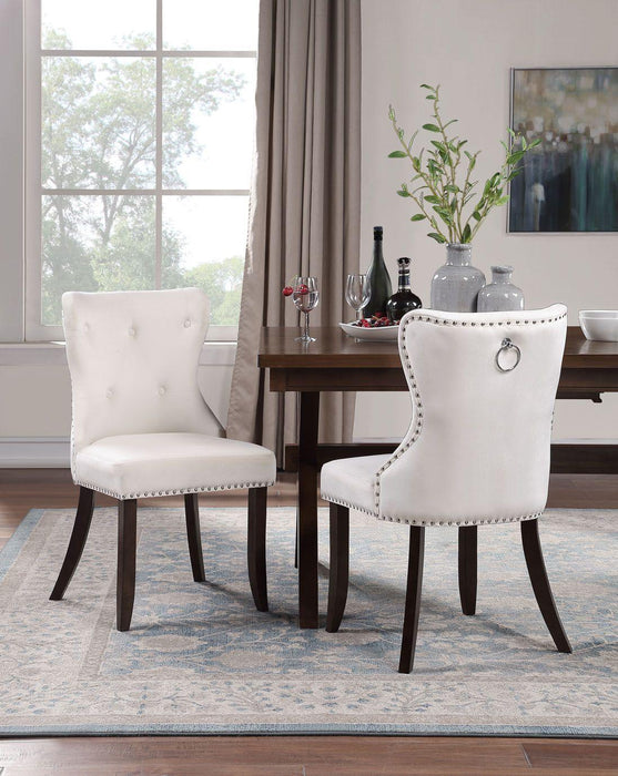 Dining Chair Tufted Armless Chair Upholstered Accent Chair,Set of 2 (Cream)