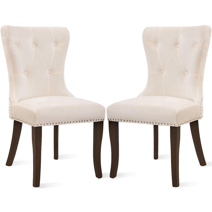 Dining Chair Tufted Armless Chair Upholstered Accent Chair,Set of 2 (Cream)