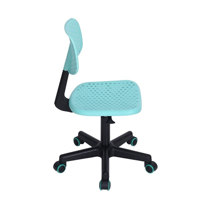 Plastic Children Student Chair; Low-Back Armless Adjustable Swivel Ergonomic Home Office Student Computer Desk Chair; Hollow Star - MINT GREEN