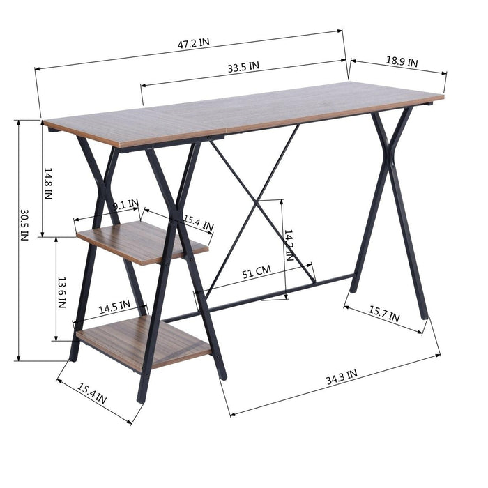 47.2"W X 18.9”D X 30.1"H Computer Desk with 2 layers - BROWN & BLACK