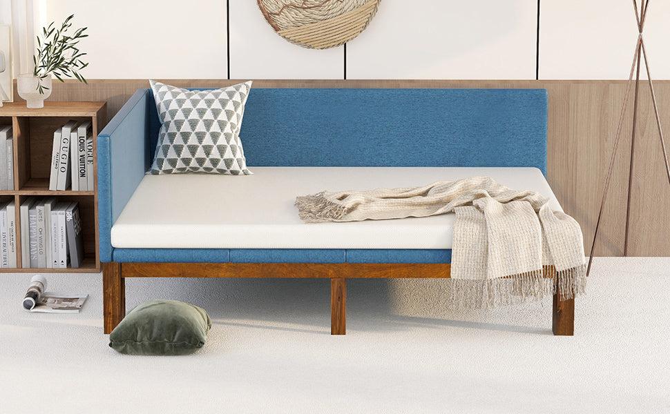 Upholstered Daybed/Sofa Bed Frame Full Size Linen-Blue